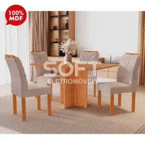 CJ MESA 4C CEL MOVEIS SALINAS RETANGULAR 120X80 TAMPO LONDRES S/VDO CAD.PARATI TEC 169 CINAMOMO