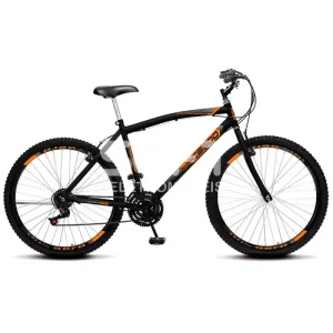 BICICLETA COLLI CAZELLE CB 500 ARO 26 C/MARCHA PRETO FOSCO/LARANJA NEO