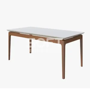 MESA IMCAL WIND 1.6 C/ VIDRO RETANGULAR OFF WHITE / NATURE