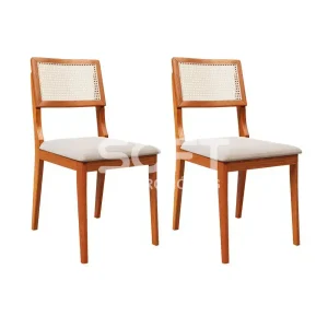 CJ 02 CADEIRAS AGN LETICIA TELA MADEIRA/LINHO