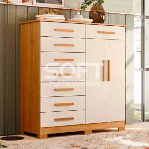 COMODA 8G 2P. ABRIR ALBATROZ NEW VERONA CARVALHO GRIFE / OFF WHITE