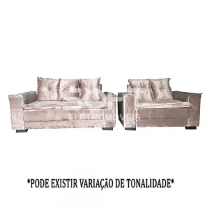 CJ ESTOFADO BOMFLEX 2/3 LUGARES HAITI BEGE VELUDO ASTECA 04