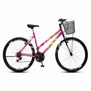 BICICLETA COLLI CAZELLE ALLEGRA CITY ARO 26 C/MARCHA C/CESTO ROSA NEON
