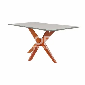 MESA AGN ANNA RETANGULAR 116X80 C/VIDRO MADEIRA/OFF WHITE