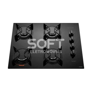 FOGAO  4B ATLAS COOKTOP  UTOP MESA VIDRO ESMALTADO VP GAS PRETO