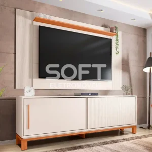 COMBO BANCADA PAINEL CAEMMUN MONDRIAN 1.8 OFF WHITE MR/FREIJO