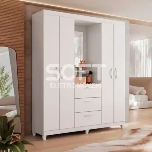 ROUPEIRO 4P ABRIR 3G CAEMMUN CLAPTON 1.5 C/ ESPELHO BRANCO PERFECT