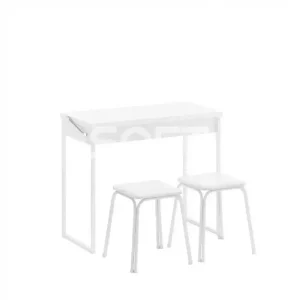 MESA CARRARO DOBRAVEL 1590 C/2 BANQUETAS BRANCO C/TUBO BRANCO