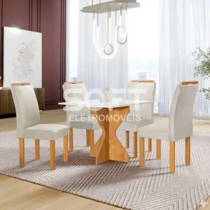 CJ MESA 4C CEL MOVEIS MILAO QUADRADA 90X90 TAMPO MILAO PLUS C/VDO CAD.