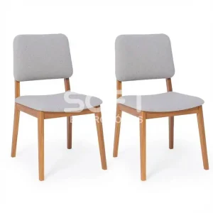 CJ 02 CADEIRAS CIMOL AMARILIS NATUAME MADEIRA/LINHO CINZA