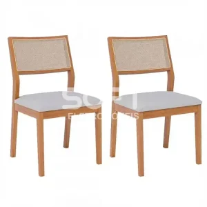 CJ 02 CADEIRAS CIMOL OITI NATUAME MADEIRA/LINHO CINZA