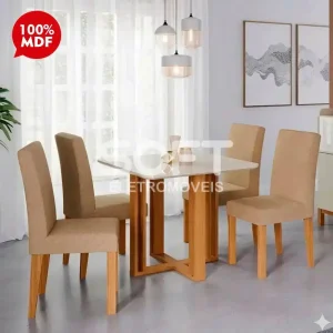 CJ MESA 4C CIMOL FLORA QUADRADA 94X94 NATURE / OFF WHITE / GENGIBRE