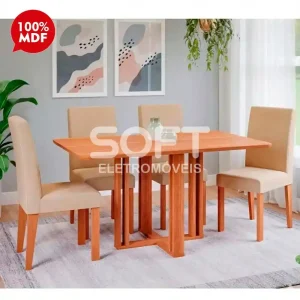 CJ MESA 4C CIMOL FLORA S/VIDRO RETANGULAR 130X80 MAIA CINAMOMO/GENGIBRE