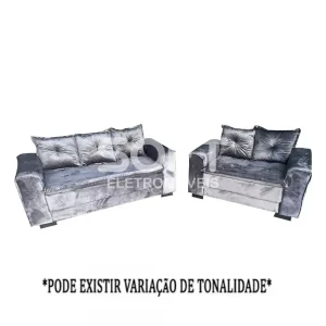 CJ ESTOFADO BOMFLEX 2/3 LUGARES HAITI CINZA VELUDO ASTECA 09