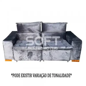 ESTOFADO BOMFLEX CHILE RETRATIL CINZA VELUDO ASTECA 09