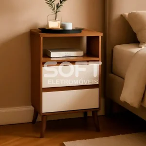 MESA DE CABECEIRA 2G EJ RETRO ROMA FREIJO/OFF WHITE