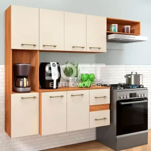 COZINHA FELLICCI COMPACTA MILA C/ BALCAO CINAMOMO/OFF WHITE