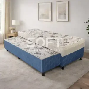 CAMA BOX 88X188X50 PAZ FLEX C/AUXILIAR AZUL