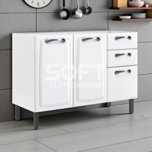 BALCAO ITATIAIA TRIPLO 3P 2G S/ TAMPO NEW PREMIUM 120CM BRANCO 1851