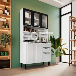 KIT 6P 2G ITATIAIA PRATIKA 120CM BRANCO/PRETO 1819