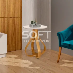 MESA LATERAL JA INOVARE C/VIDRO NATURE/OFF WHITE