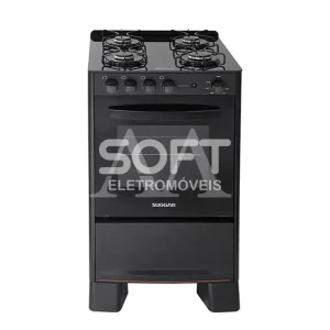 FOGAO 4B SUGGAR PISO COOK GLASS MESA VIDRO PRETO