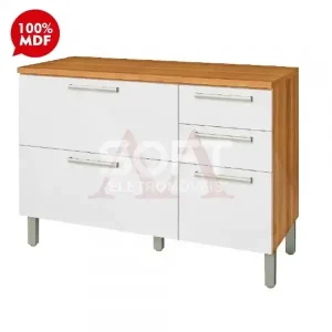 BALCAO NESHER 2P 3G BURGUESA PREMIUM 120CM FREIJO/BRANCO 500548