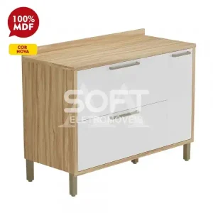 BALCAO RONIPA 2P 1G SYRAH 120CM P/ PIA AMENDOA/BRANCO