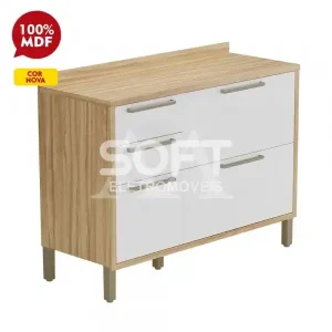 BALCAO RONIPA 2P 3G SYRAH 120CM AMENDOA/BRANCO