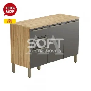 BALCAO RONIPA 3P 2G NAPOLI PRIME 120CM AMENDOA/CHUMBO