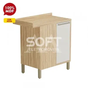 BALCAO RONIPA CANTO 1P ABRIR SYRAH 80CM AMENDOA/BRANCO