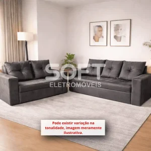 CJ ESTOFADO RG FLEX 2/3 LUGARES TURIM CINZA