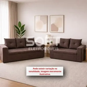 CJ ESTOFADO RG FLEX 2/3 LUGARES TURIM MARROM