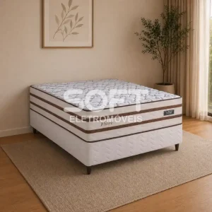 CJ BASE BOX/COLCHAO MOLAS ENSACADAS 138X188X76 DESIGN FIORE BEGE