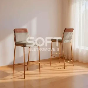CJ 02 BANQUETAS CARRARO DUO 1753 COURINO CARAMELO/AREIA C/ TUBO ROSE