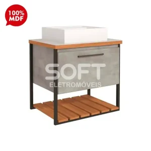 GABINETE P/ BANHEIRO MGM CARIBE 60CM C/ CUBA SOBREPOR CIMENTO