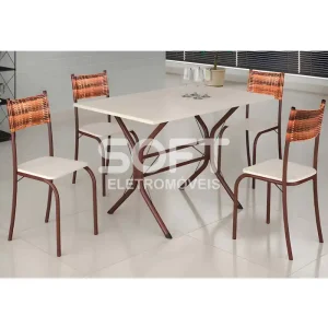CJ MESA 4C MOVEIS TEIXEIRA ATLANTA RETANGULAR 120X75 C/RATAN CARVALHO