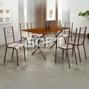 CJ MESA 6C MOVEIS TEIXEIRA PARATY RETANGULAR 140X75 BRANCO MARROM / MA