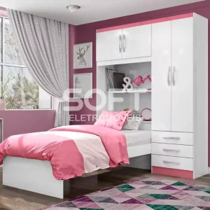 ROUPEIRO 4P. ABRIR 3G C/ CAMA MX LISBOA BRANCO / PINK
