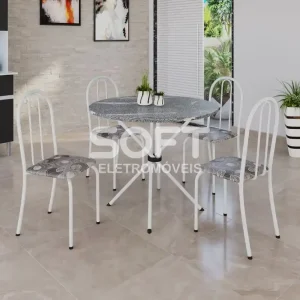 CJ MESA SOMA 4C ANE B 75CM REDONDA GRANITO TOPAZIO PARAOPEBA BRANCO