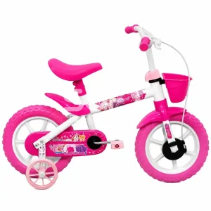 BICICLETA TK3 TRACK ARCO IRIS ARO 12 INFANTIL S/MARCHA BRANCO/FUCCIA