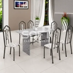CJ MESA 6C SOMA BIANCA 140X75 RETANGULAR ARABESCO PRATA GRANITO OCRE