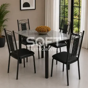 CJ MESA 4C SERRA TUBOS BELGICA NEW GRANITO 115X75 PRIMAVERA PRETO/PRATA PRETO MARTELADO