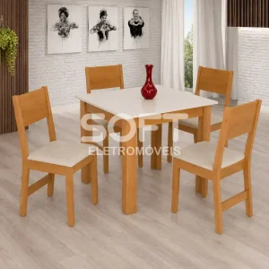 CJ MESA 4C SAO CARLOS MILENA QUADRADA 80x80 FREIJO / OFF WHITE