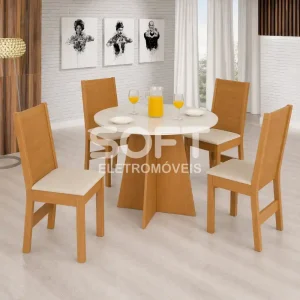CJ MESA 4C SAO CARLOS ELANE REDONDA 90x90 FREIJO / OFF WHITE