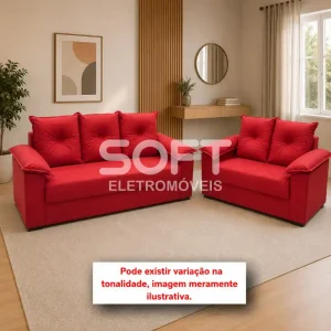 CJ ESTOFADO LIFESPUMA 2/3 LUGARES PAULINHA VERMELHO