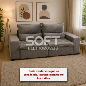 ESTOFADO BOMFLEX CHILE RETRATIL CINZA VELUDO INCA 10