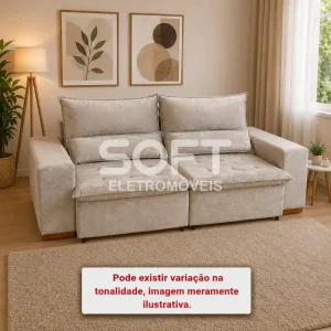 ESTOFADO BOMFLEX CHILE RETRATIL BEGE VELUDO INCA 16