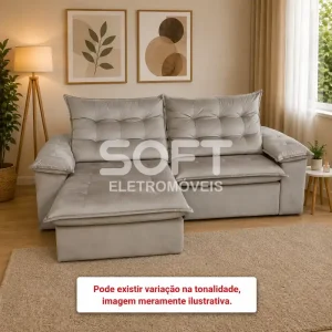 ESTOFADO BOMFLEX GRECIA RETRATIL AREIA ASTECA VELUDO INCA 03
