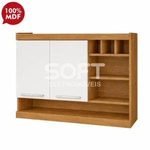ARMARIO NESHER 2P ABRIR C/ ADEGA BURGUESA PREMIUM 120CM FREIJO / BRANC
